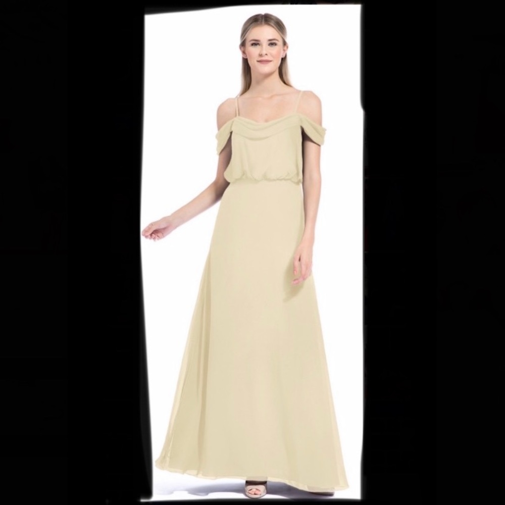 Azazie Bridesmaid Dress Ava Size 8 Champagne